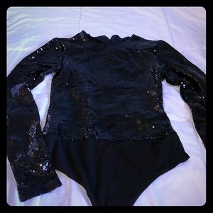 Sequin black body suit
